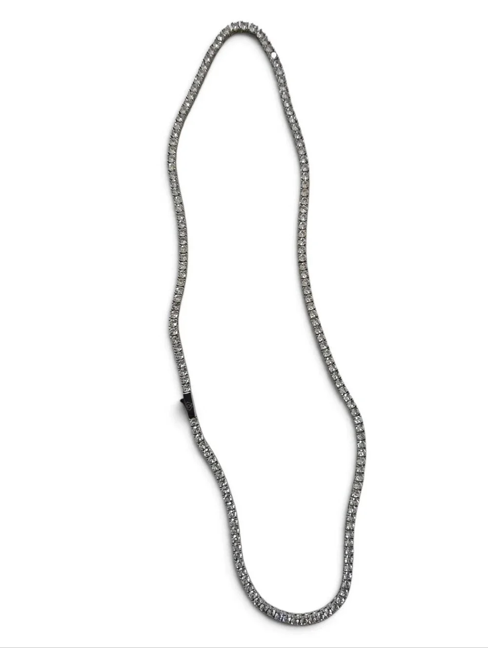 Imperium 3mm Rhinestone Tennis Necklace Chain Silver Sparkle Necklace